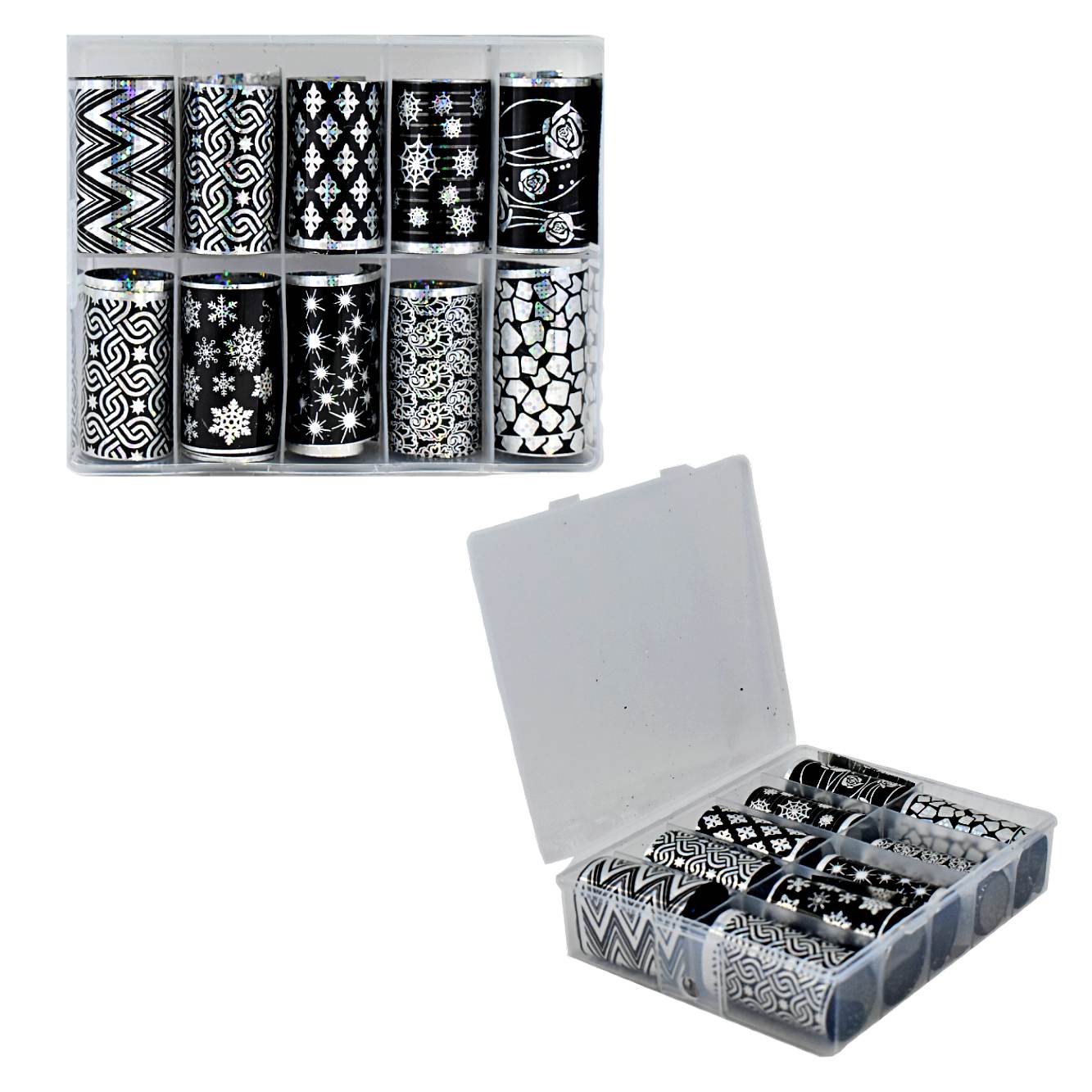 Caja de papel foil para uñas en tonalidades blanco y negro metálico – Mode  GT