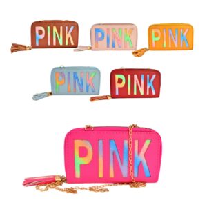 Billetera Pink in Sweet con emblema texturado en colores tipo arcoiris