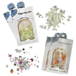 Decoraciones Para uñas Sobre Blanco con Flores Azules Decorations Crystal